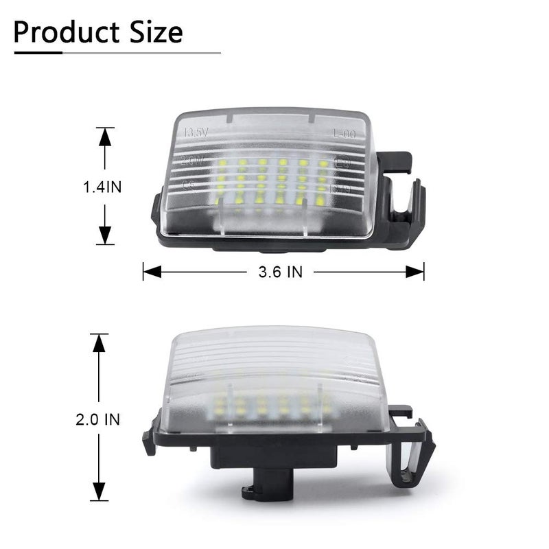 Gempro 2Pcs LED License Plate Light Lamp Assembly Replacement For Nissan 350z 370z GT-R Cube Leaf Sentra Versa 5D/4D Infiniti Q60 G35 G37 G25, Powered by 18SMD Xenon White LED Lights - Image 5